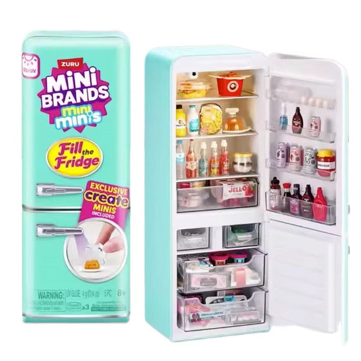 Caixa Fill The Fridge + Geladeira Mini Brands + 4 Raros + Brinde