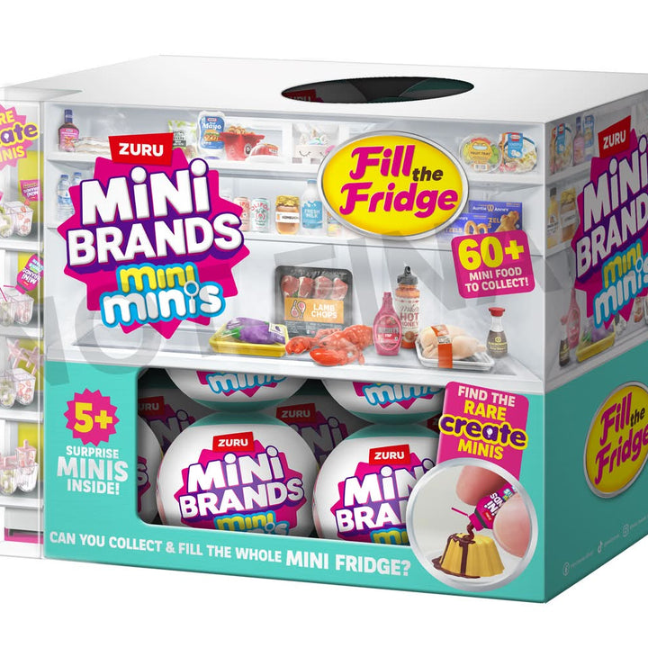 Caixa Fill The Fridge + Geladeira Mini Brands + 4 Raros + Brinde
